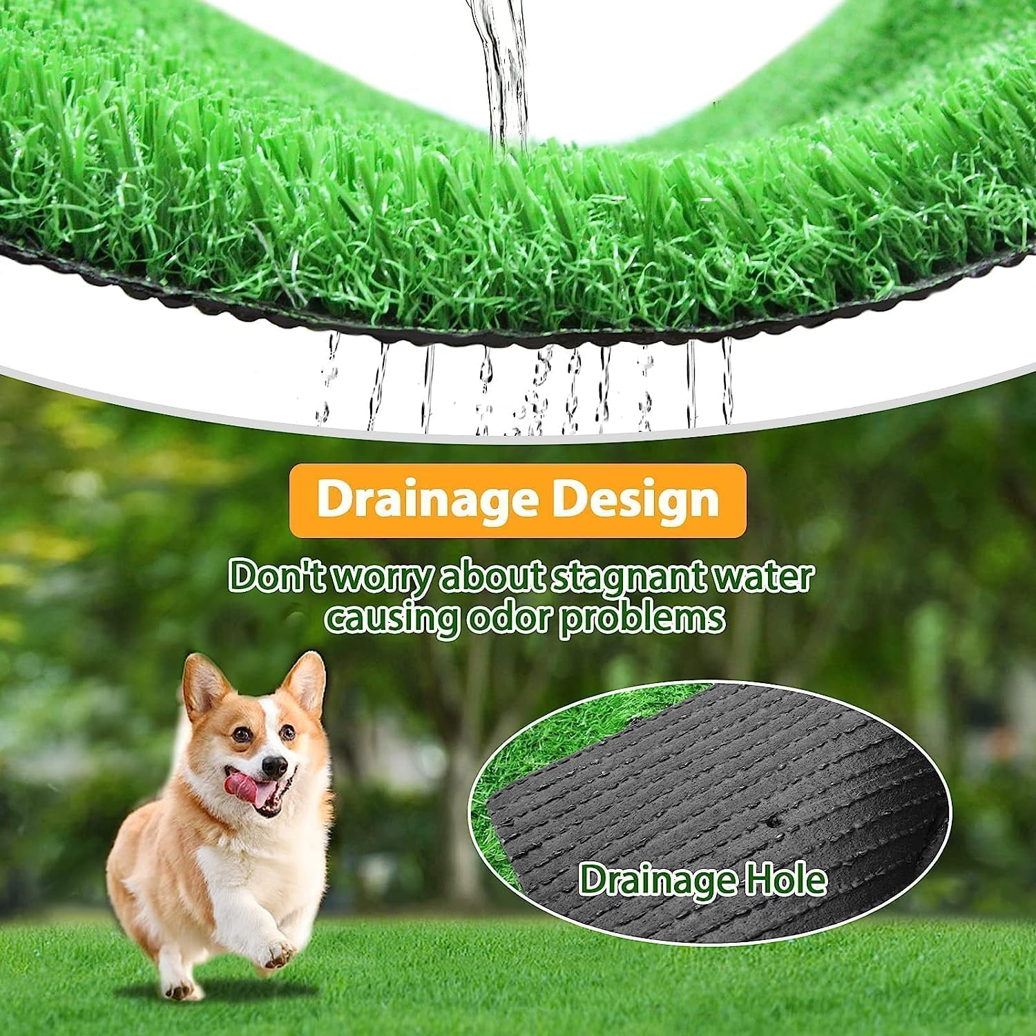 STARROAD-TIM alfombra artificial para perros en entradas, resistente y duradera.