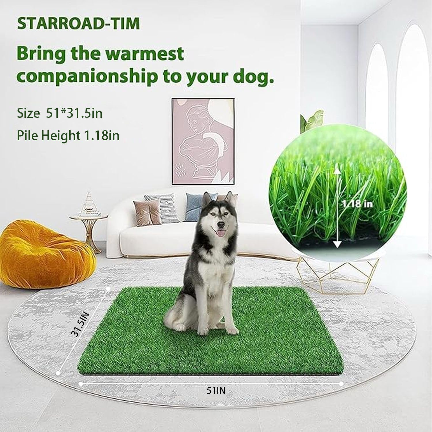 STARROAD-TIM detalle de fibras suaves del césped artificial para perros