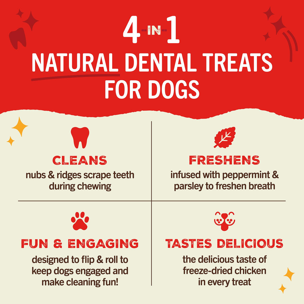 Stella & Chewy's Dental Delights: crestas y protuberancias para masticación limpia.