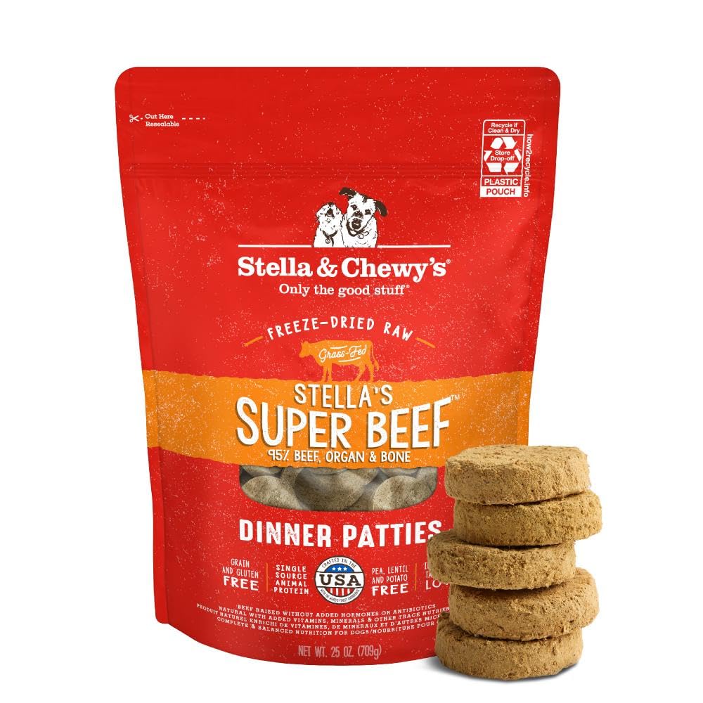 Patty crudo de ternera Stella & Chewy's para perros, ideal para estimular el apetito.