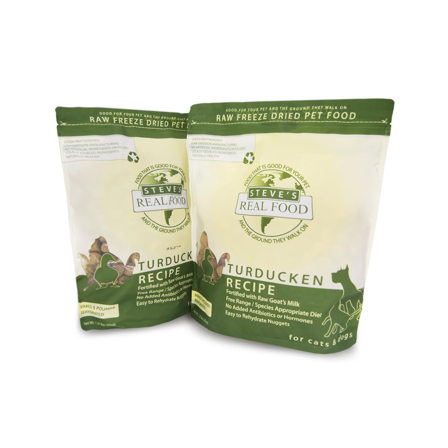Steve's Real Food Turducken: bolsa 1.25 lb para perros y gatos