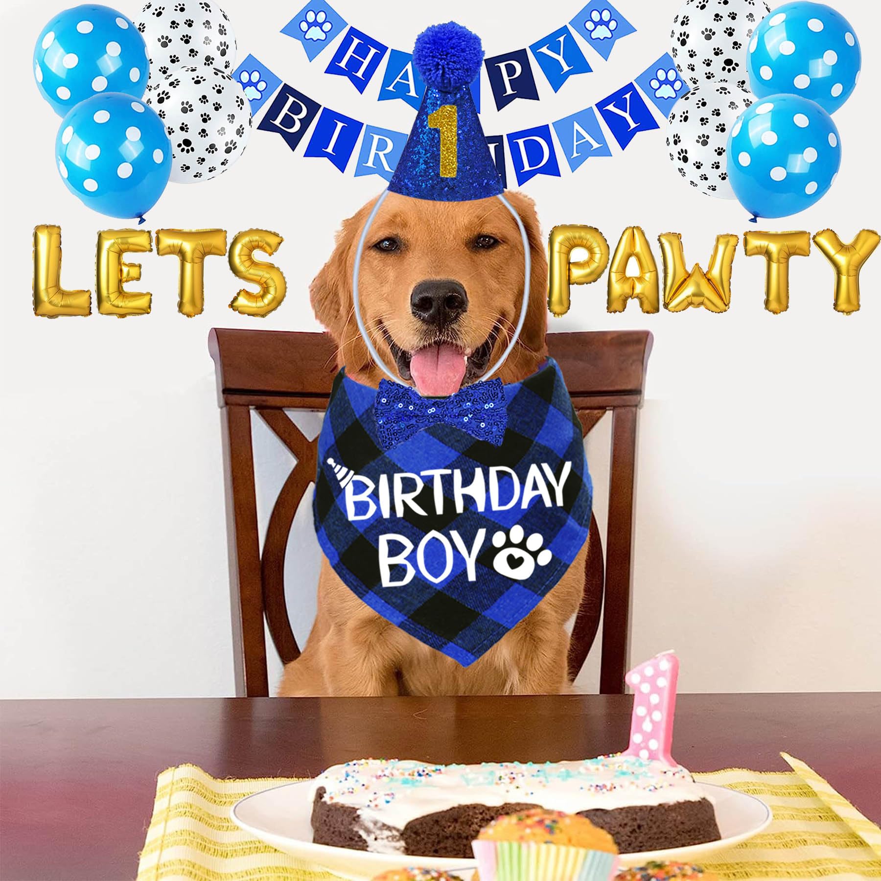 Bandana de cumpleaños para perro STMK, algodón suave y cómodo