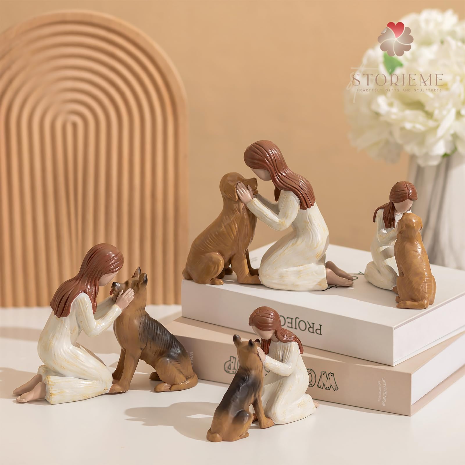 Decoración para mesa o chimenea con la figura de pastor alemán.