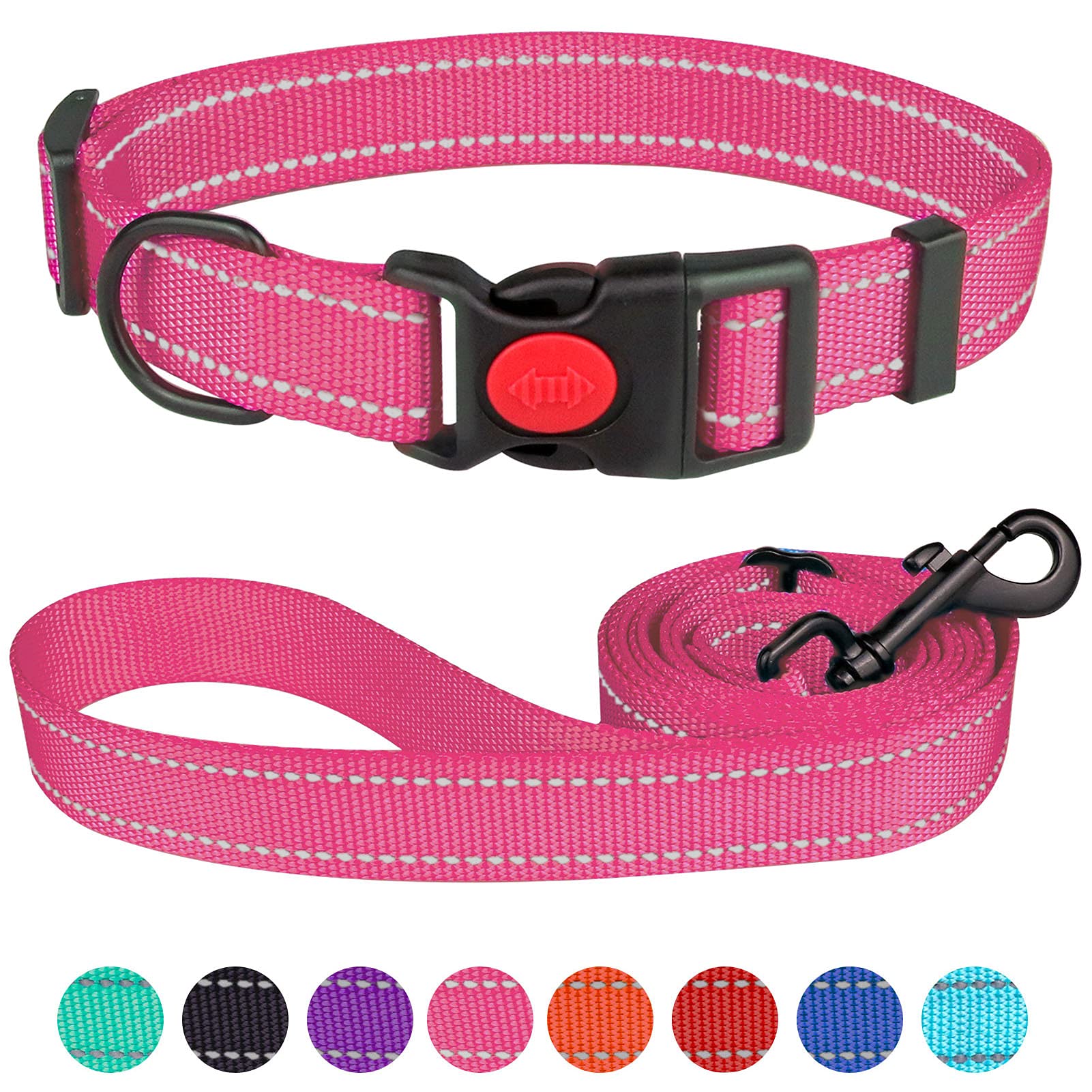 Collar reflectante de Stpiatue en nylon resistente para mayor visibilidad nocturna.