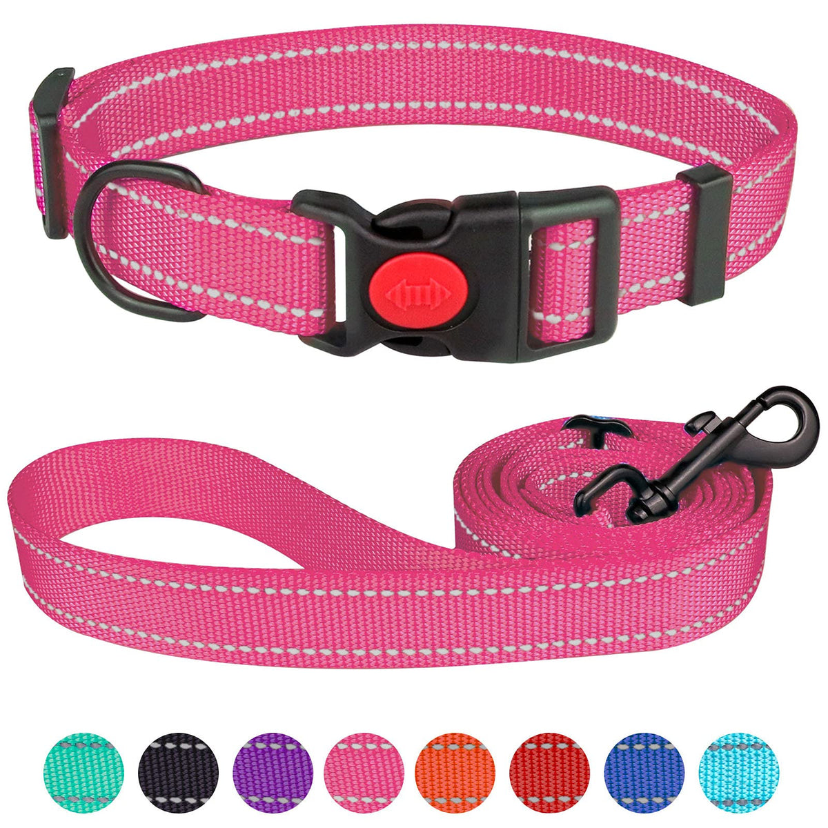 Collar reflectante de Stpiatue en nylon resistente para mayor visibilidad nocturna.
