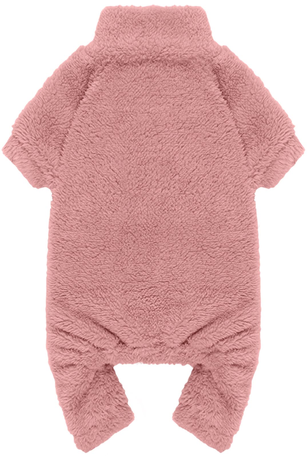 Pijama Stpiatue para perro rosa XXS visto de frente, brinda calidez suave.