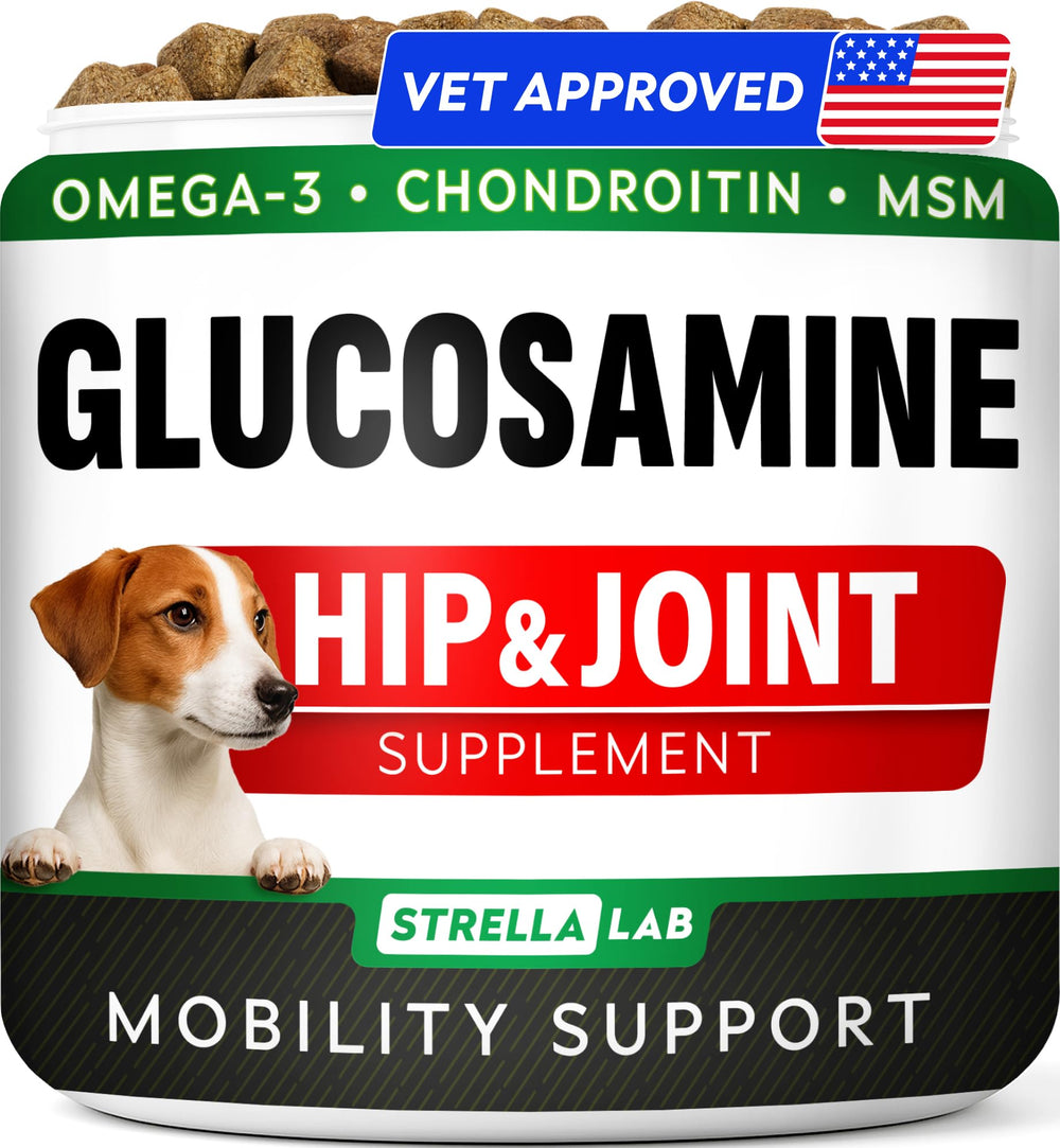 STRELLALAB glucosamina para perros envase: promueve movilidad diaria con sabor agradable