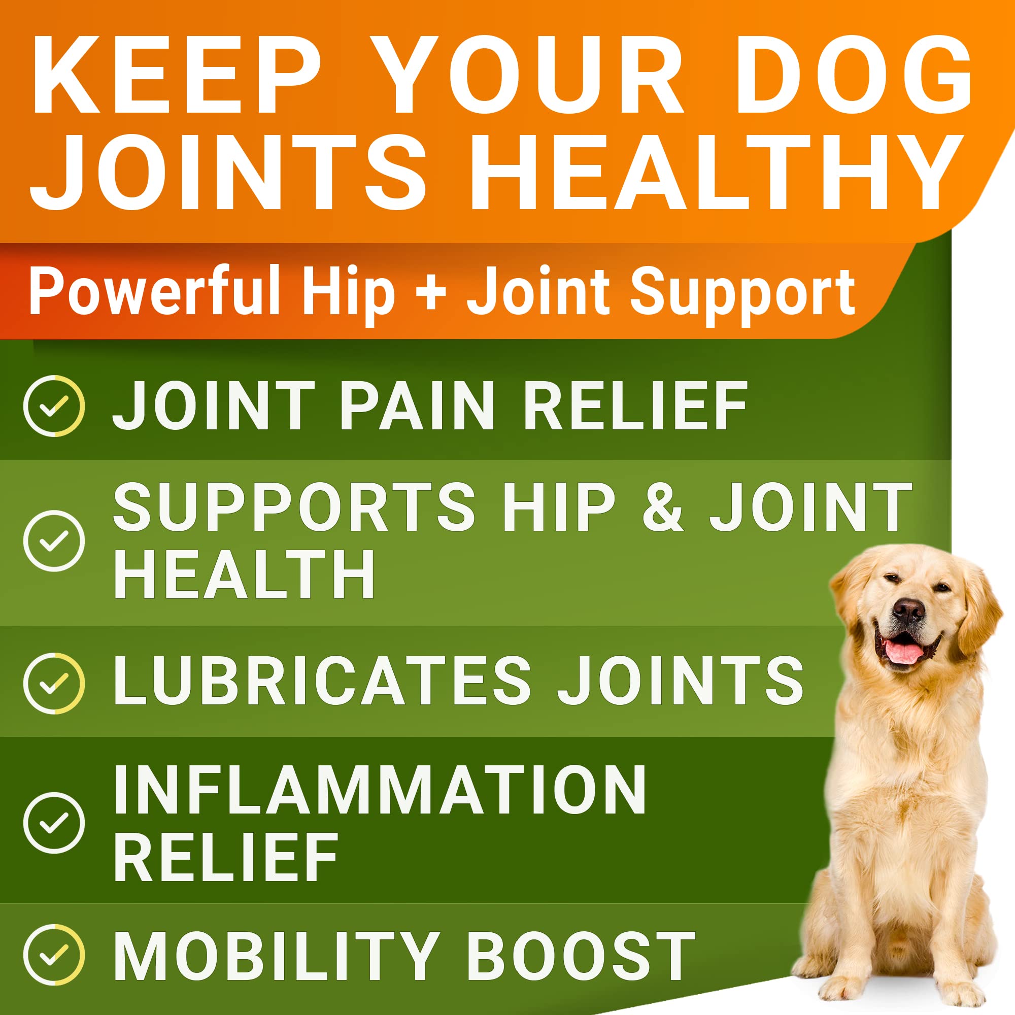 STRELLALAB glucosamina para perros grandes, sello hecho en EE. UU., respaldo de calidad.