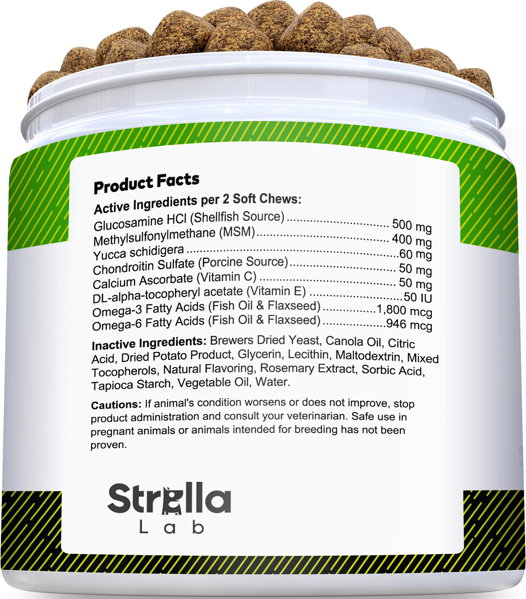 STRELLALAB Glucosamina para perros: fórmula con apoyo articular y nutrición básica.