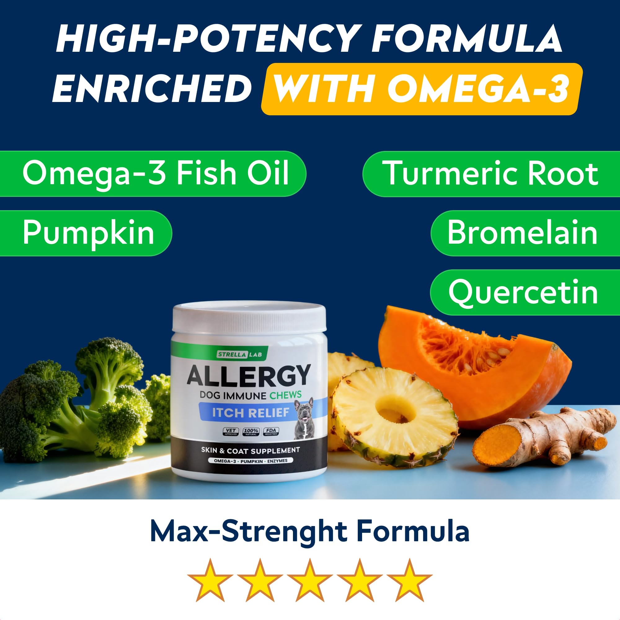 Strellalab StrellaLab omega-3 (aceites) para pelaje saludable.