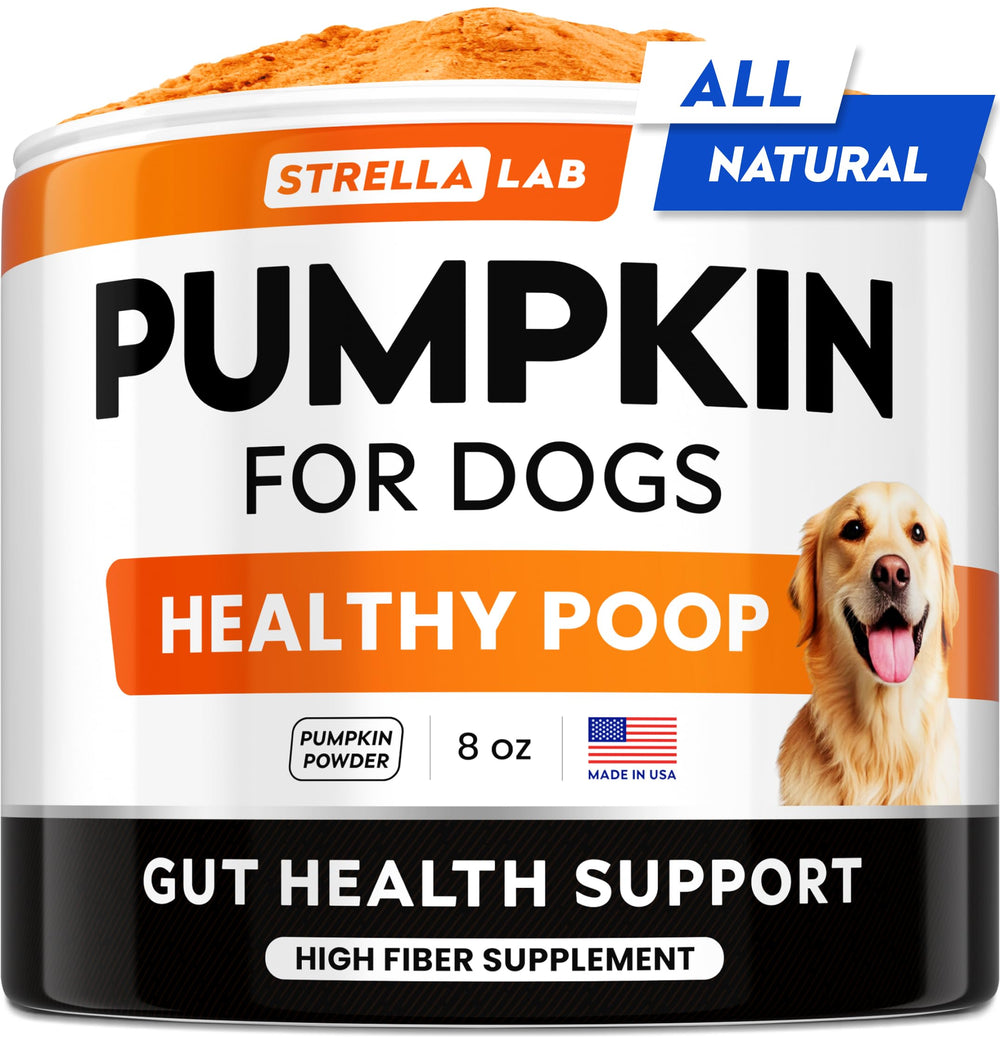 STRELLALAB Polvo de calabaza para perros, fibra natural para apoyar la digestión.