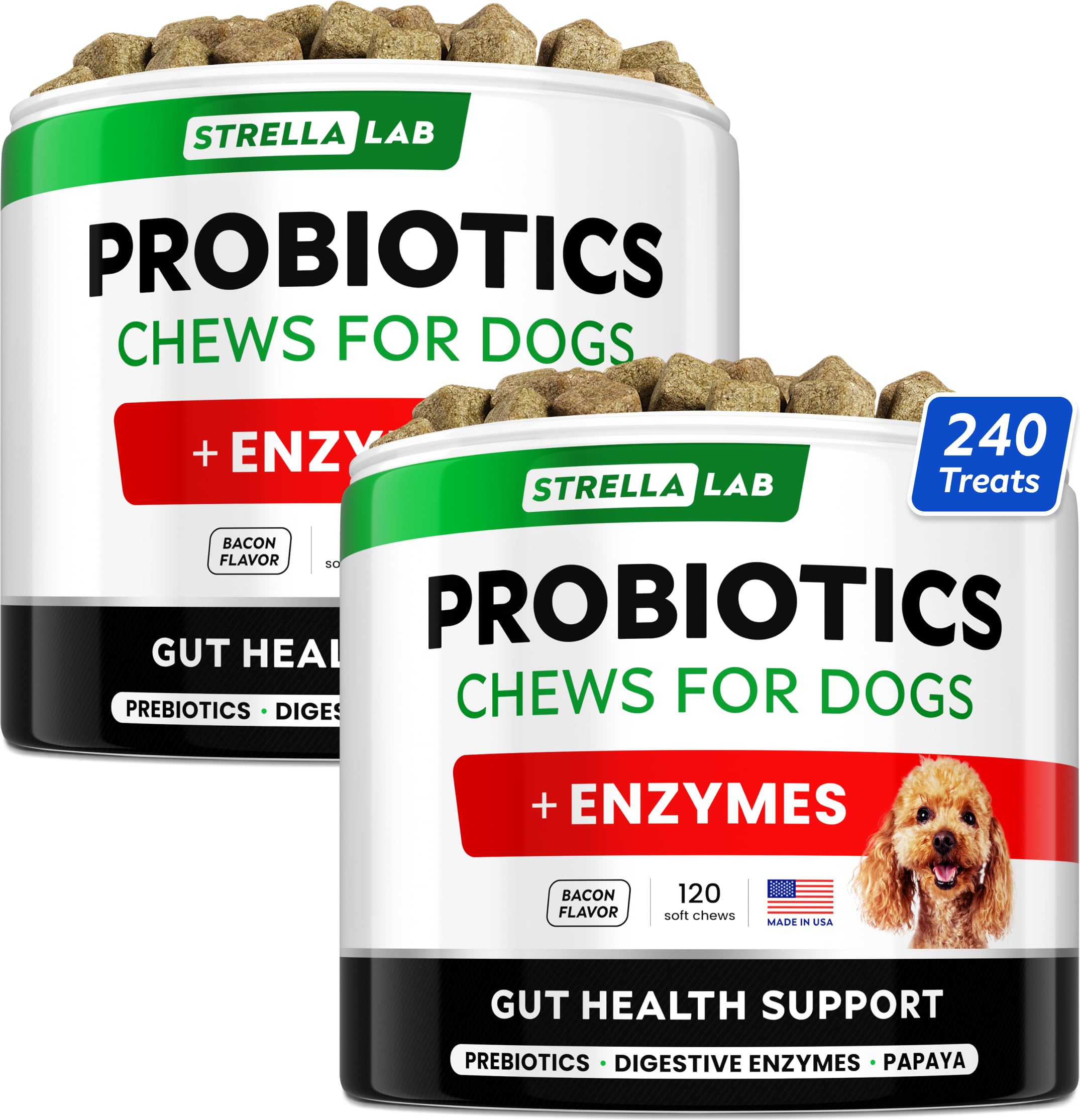 StrellaLab Probióticos para perros: tratamiento suave para molestias estomacales