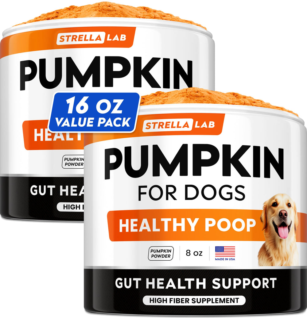 STRELLALAB Polvo de Calabaza en bote para perros, fibra natural para la digestión.