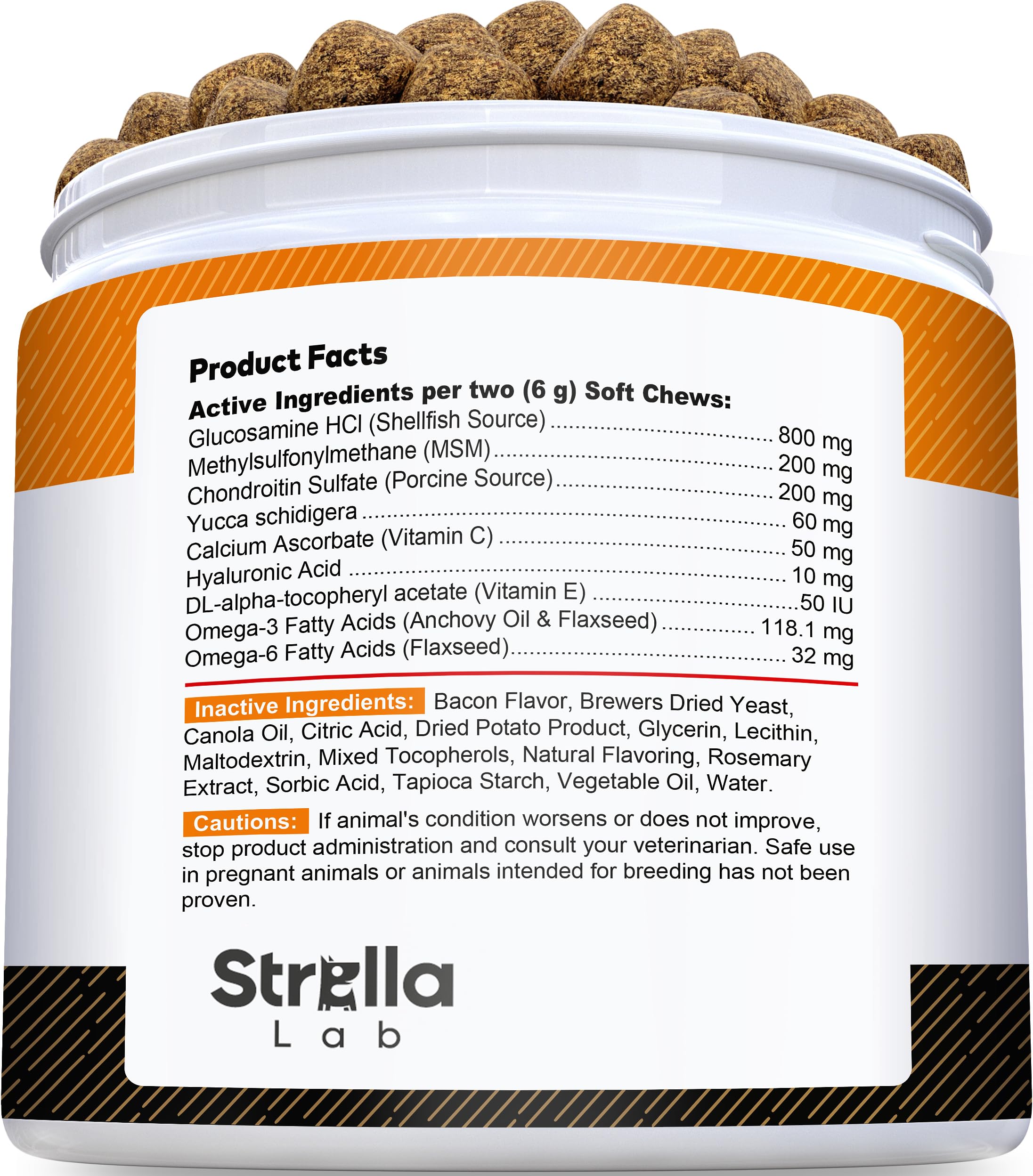 STRELLALAB Senior masticables sabor bacon para apoyo articular
