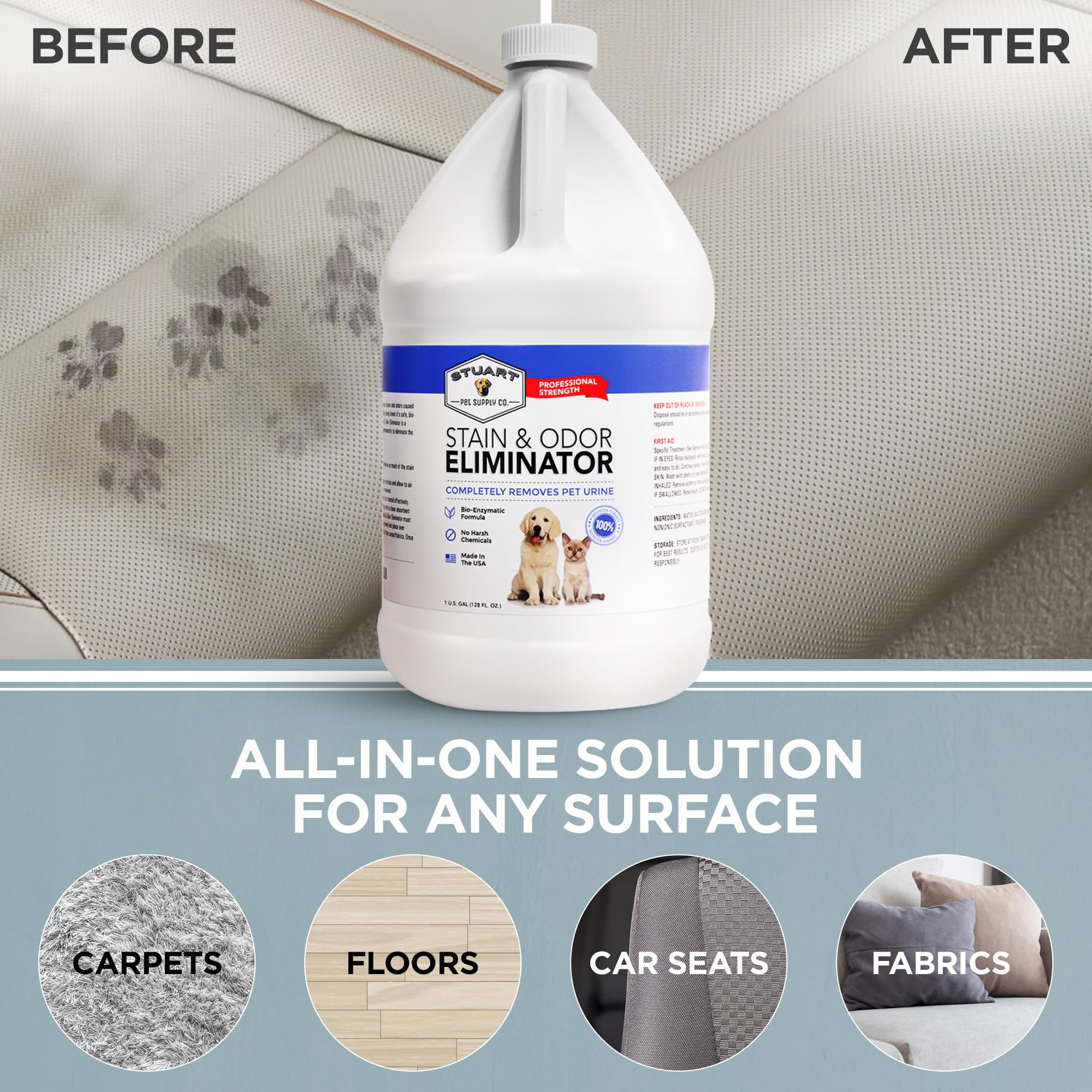 Stuart Pet Supply Co. limpiador en tapizados y muebles para olor persistente.