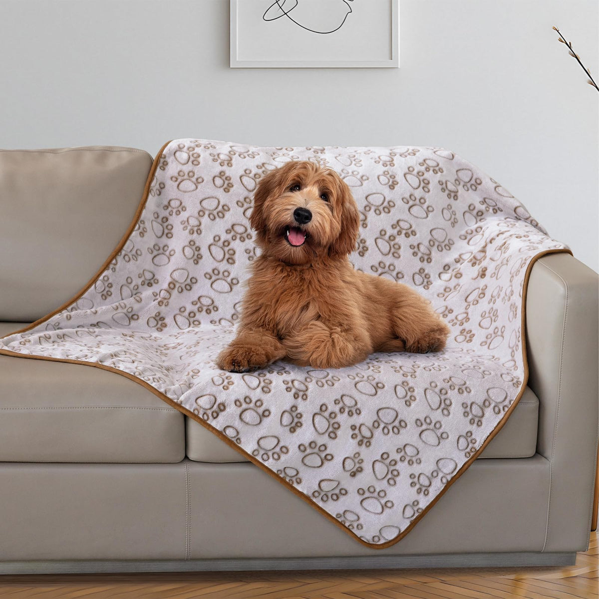 Manta Stuffed para perro grande, franela suave con patitas, ideal para dormir