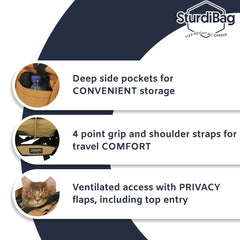 SturdiBag XL, cintas de seguridad: transporte estable para perros y gatos en carretera.