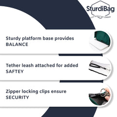 SturdiBag XL, clips de seguridad: cierres firmes para mayor tranquilidad al viajar.