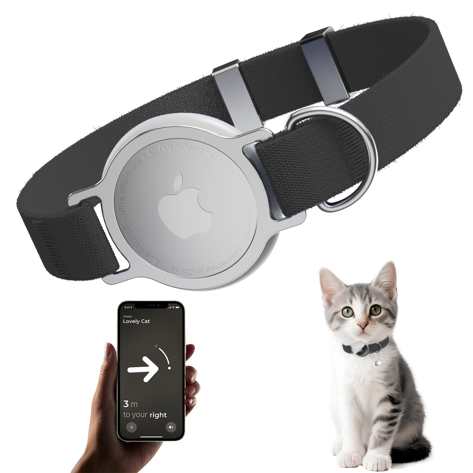 Sucegi AirTag Collar con soporte integrado para rastreo seguro.