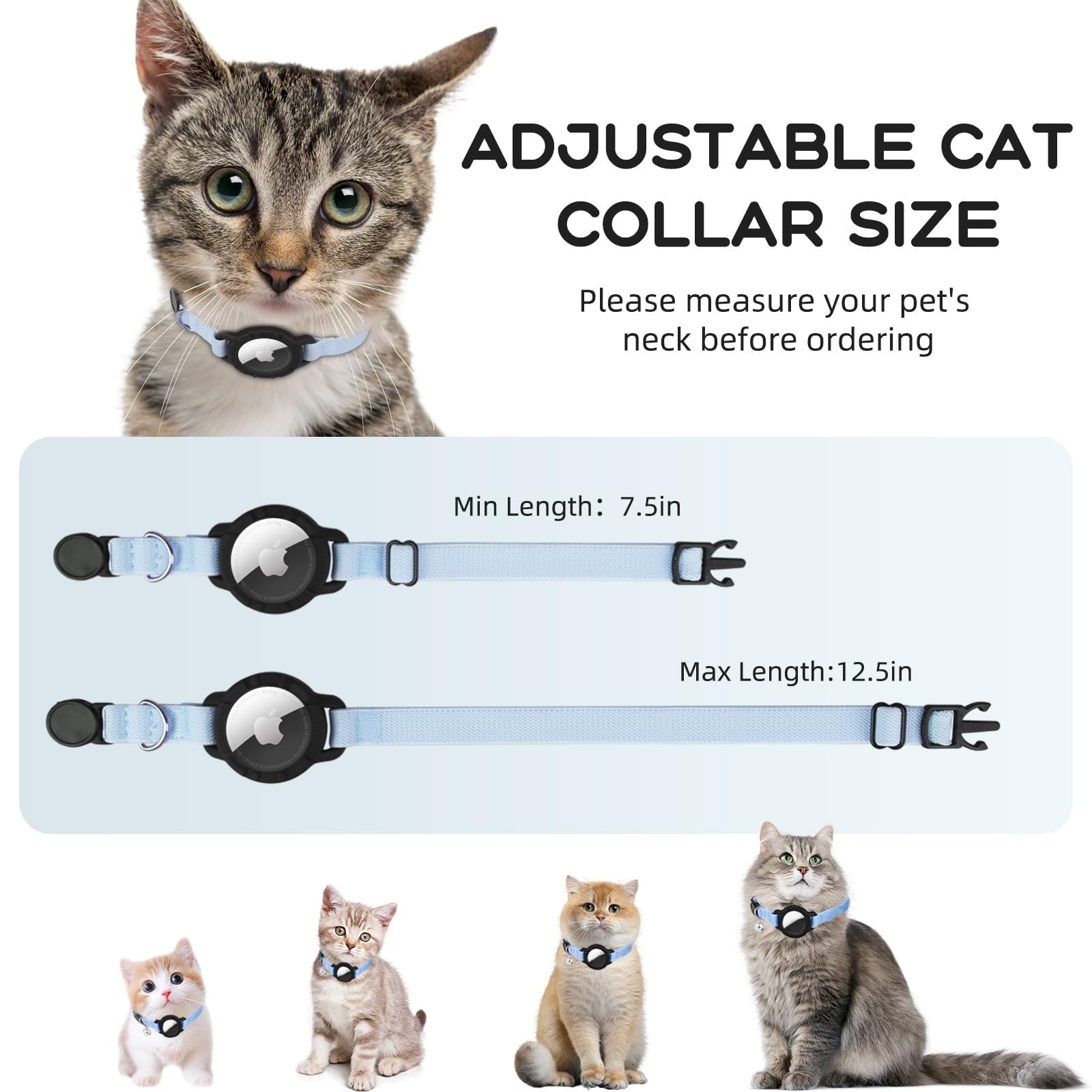 Collar Sucegi AirTag para gatos y cachorros ajuste flexible