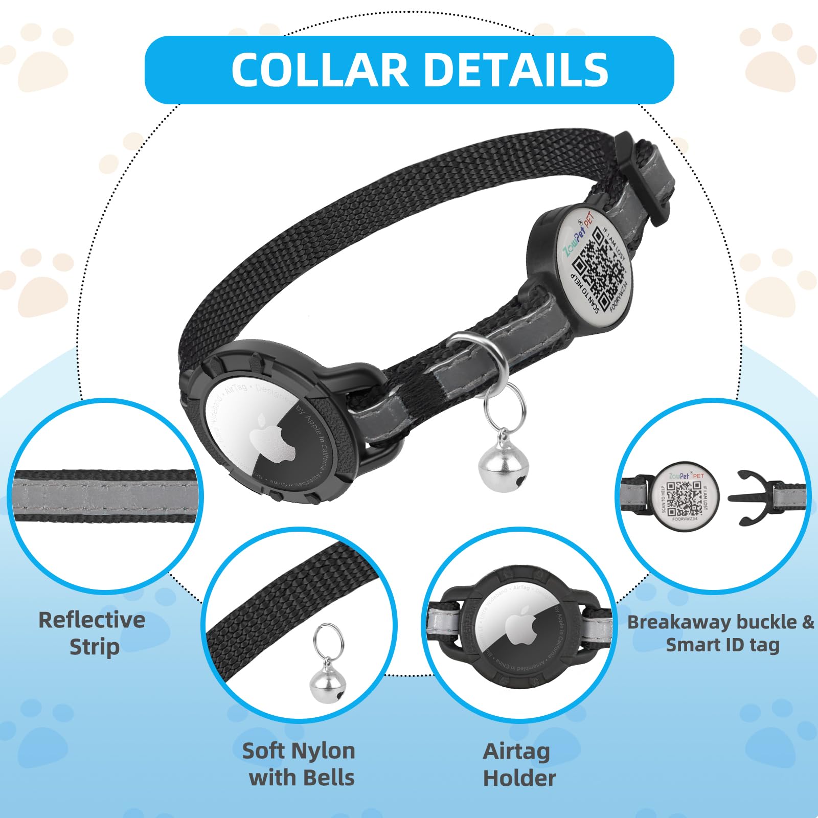 Collar sucegi ajustable: talla adecuada para gatos pequeños y grandes.