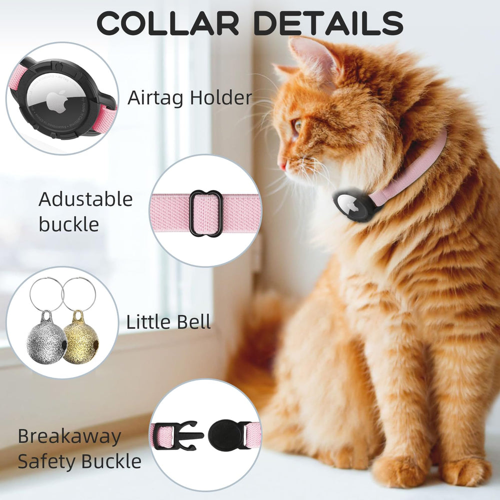 Collar Sucegi AirTag con cierre de seguridad breakaway para gatos curiosos.