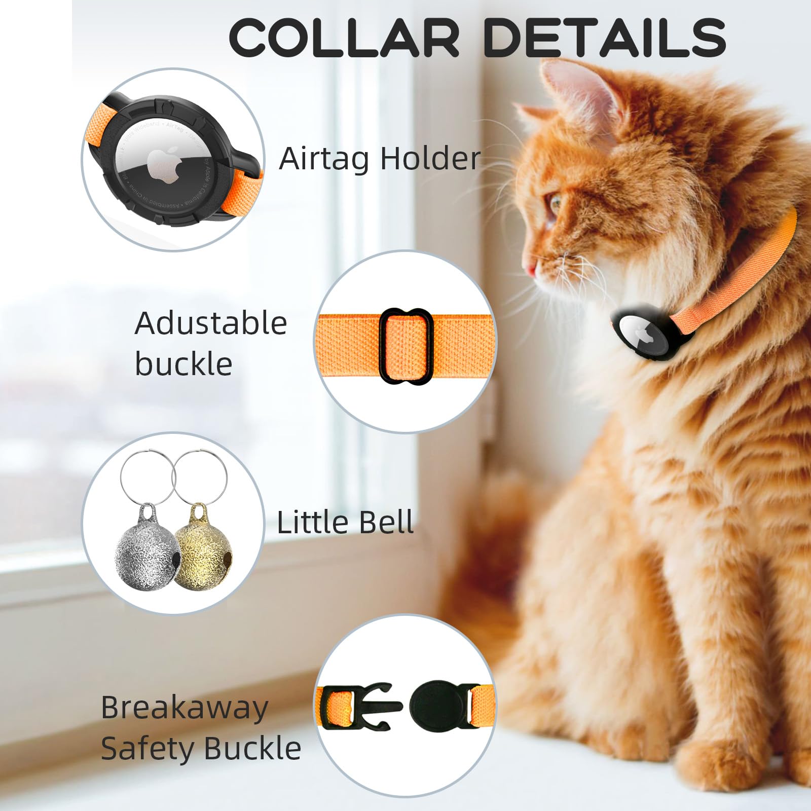 Collar sucegi AirTag con cascabel, localización fácil para tu gato.