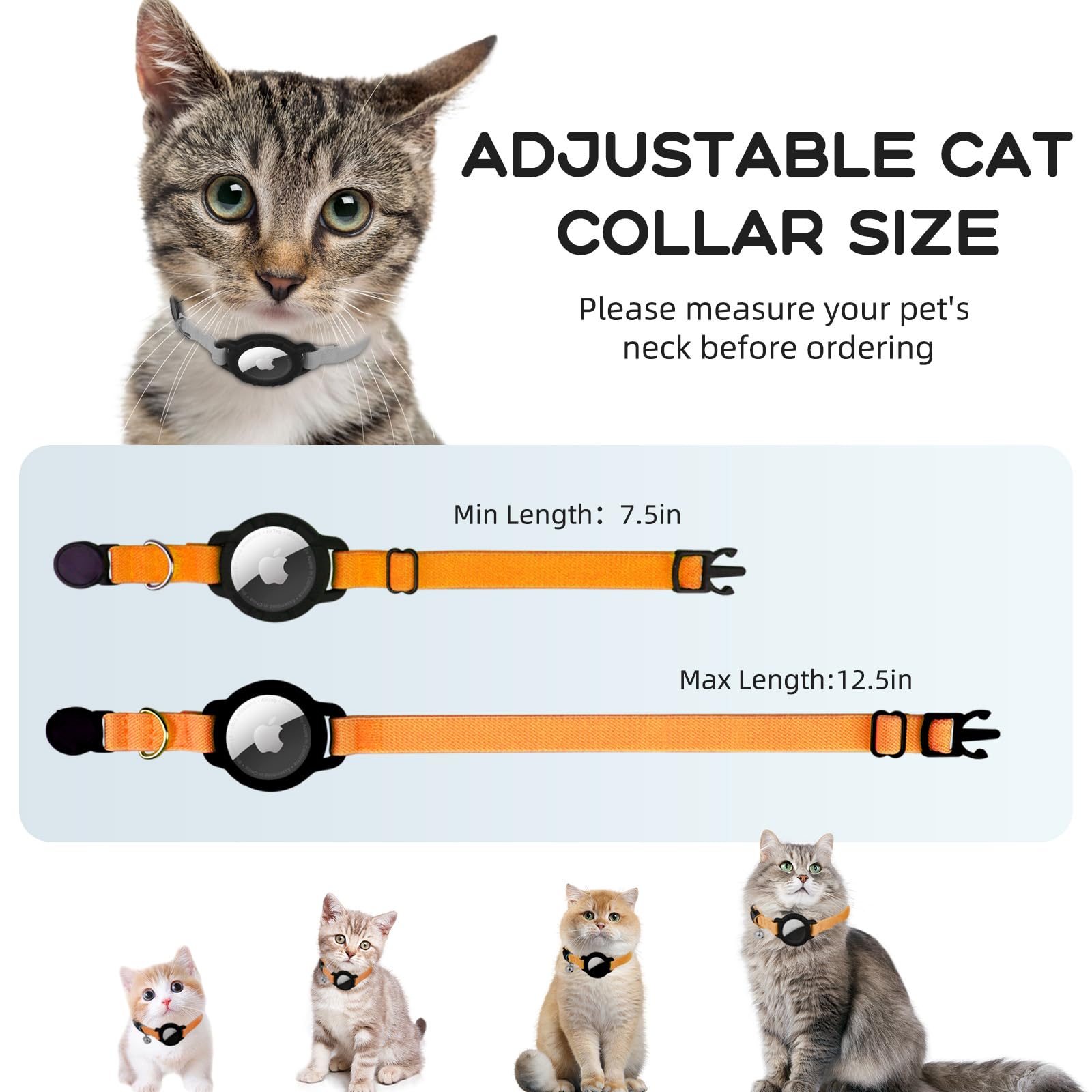 Collar sucegi AirTag naranja, visibilidad y estilo para mascotas.