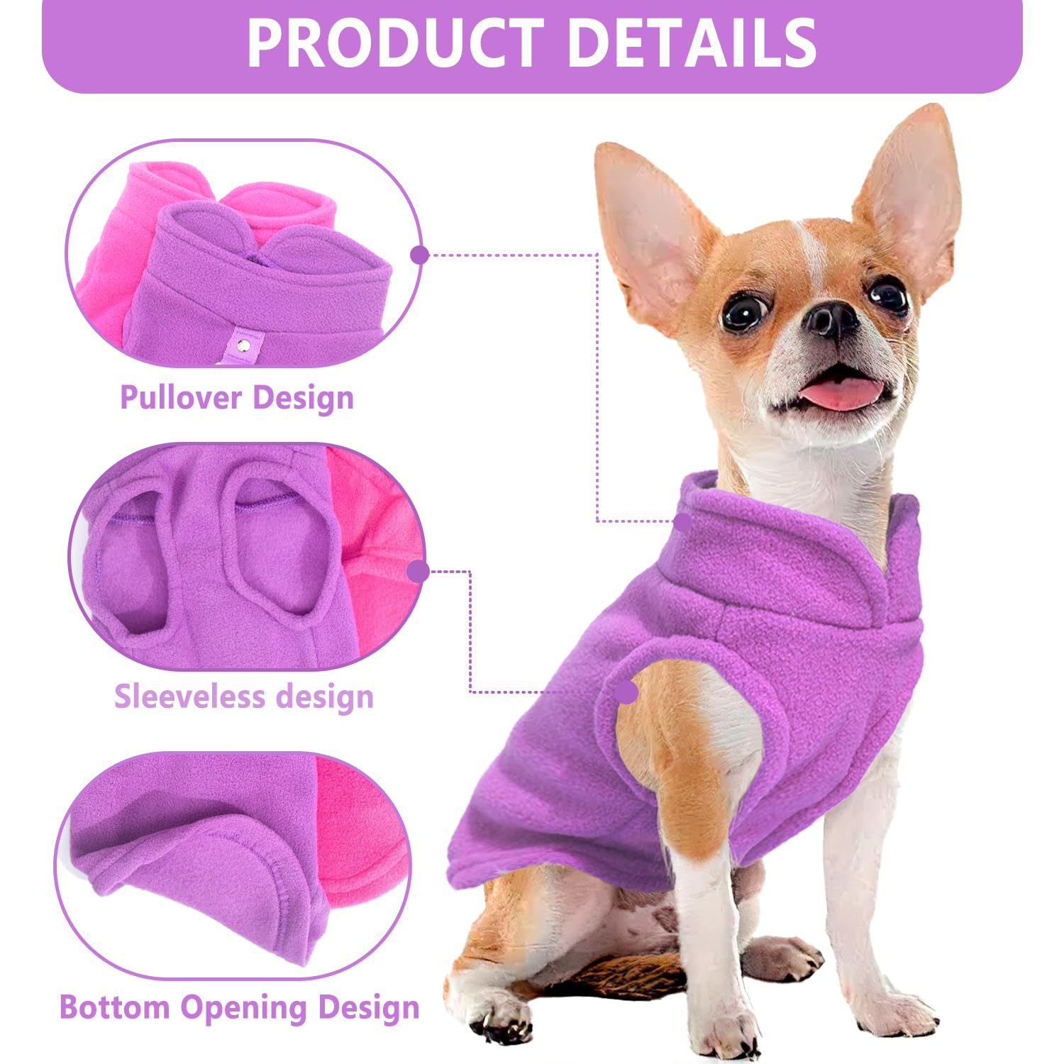 Sueter-perro-fleece-vest fácil de poner, permite comodidad al vestir.