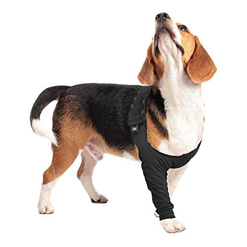 Suitical Manga de Recuperación para Perro, pierna frontal derecha, negro: cierre ajustable.