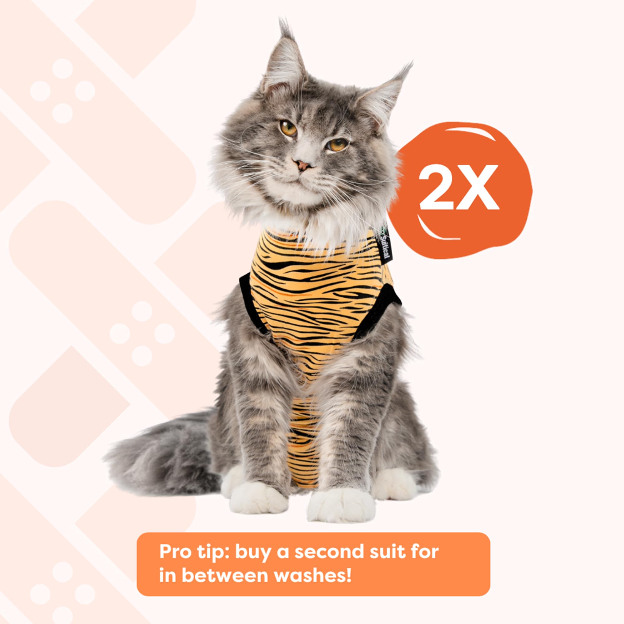Suitical mono de recuperación para gatos, bolsillo interior para hielo o gel