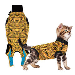 Suitical mono de recuperación para gatos, frente, estampado tigre, protección posquirúrgica