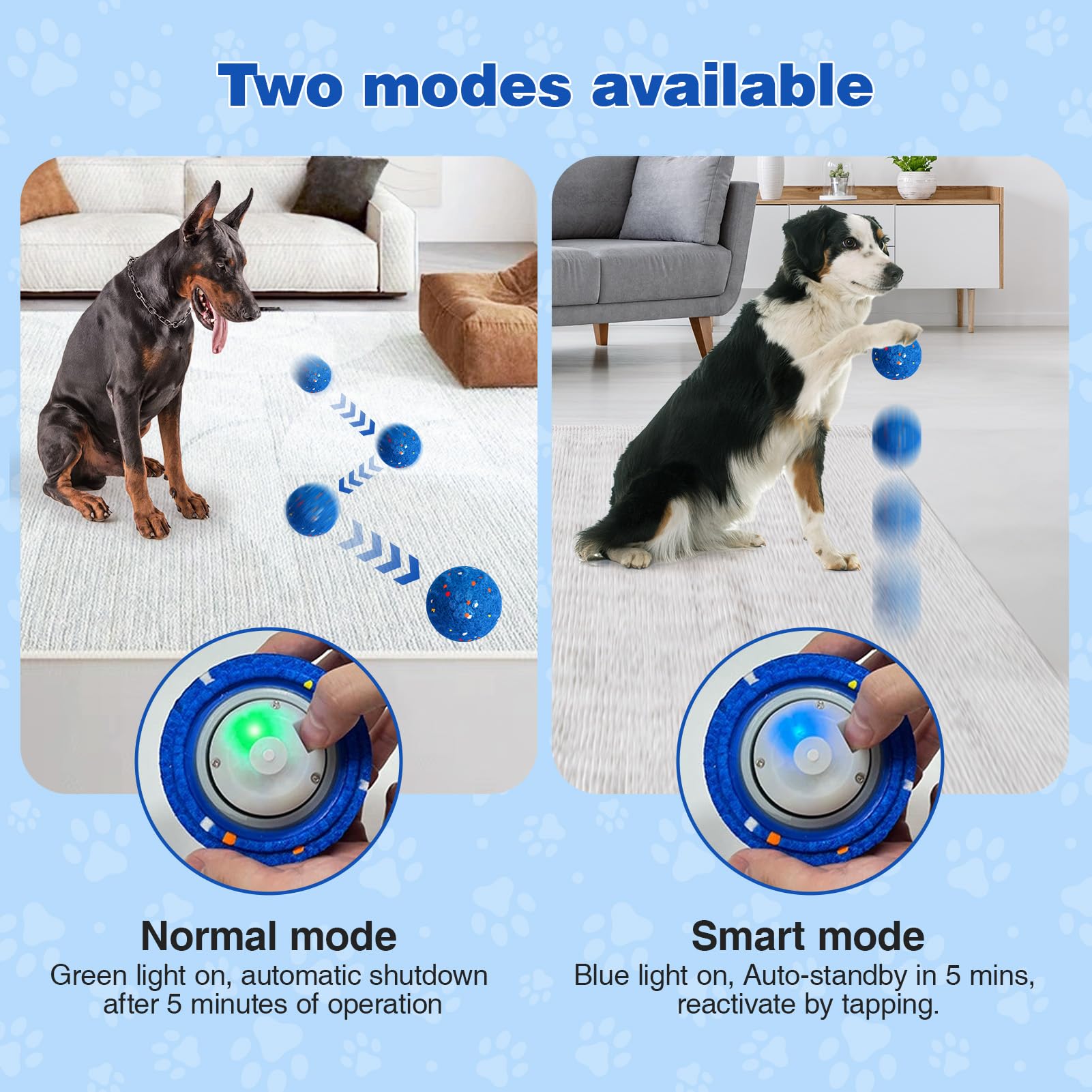 Dos modos de juego: verde continuo y azul inteligente para mayor variedad.