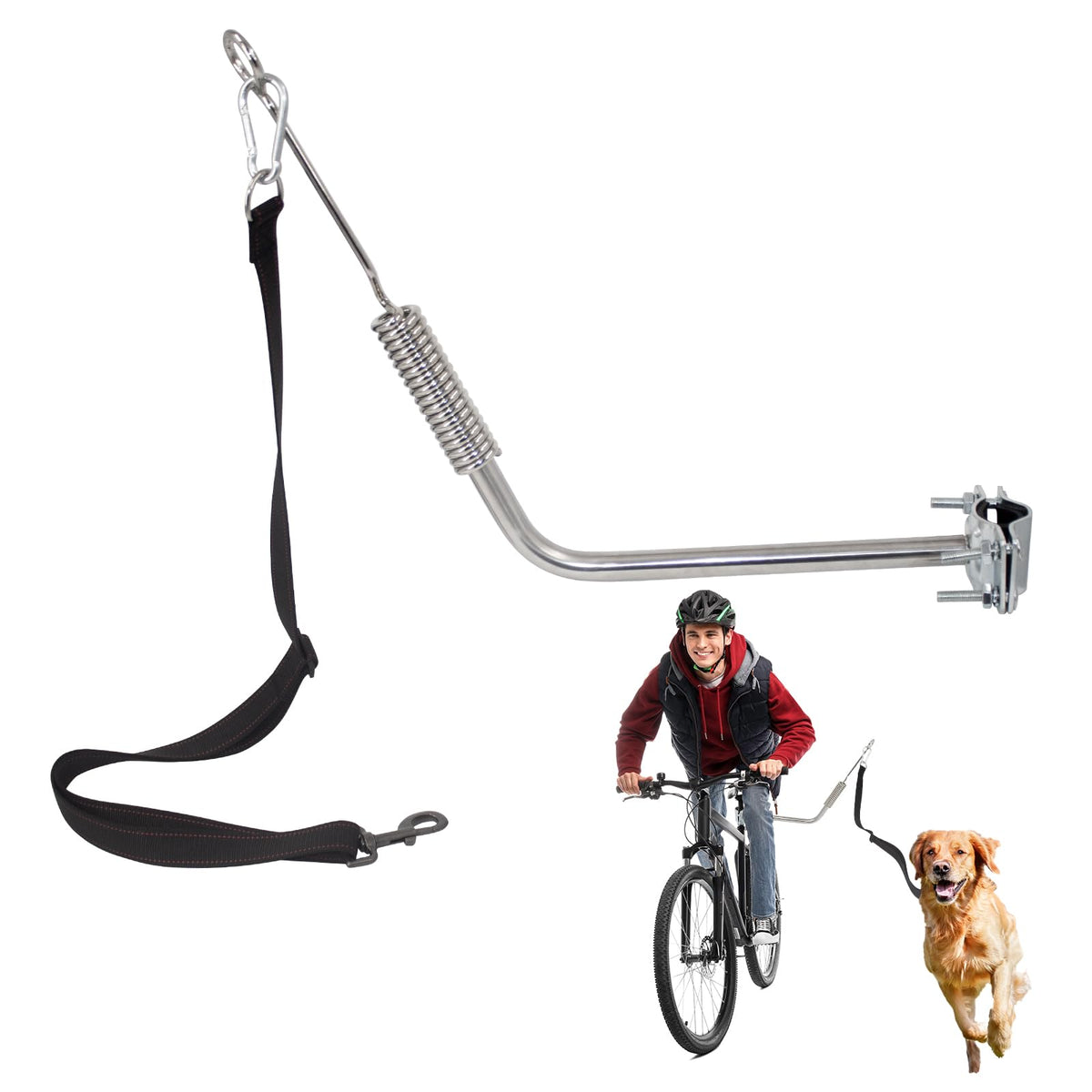 Sukubiui Correa para perro en bicicleta con amortiguador interno, absorbe tirones para paseos suaves.