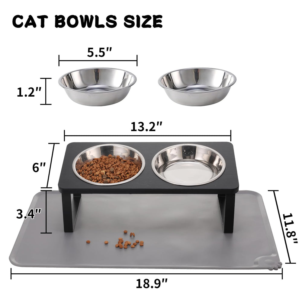 Tazones y alfombra Summark, conjunto anti desbordes para gatos.