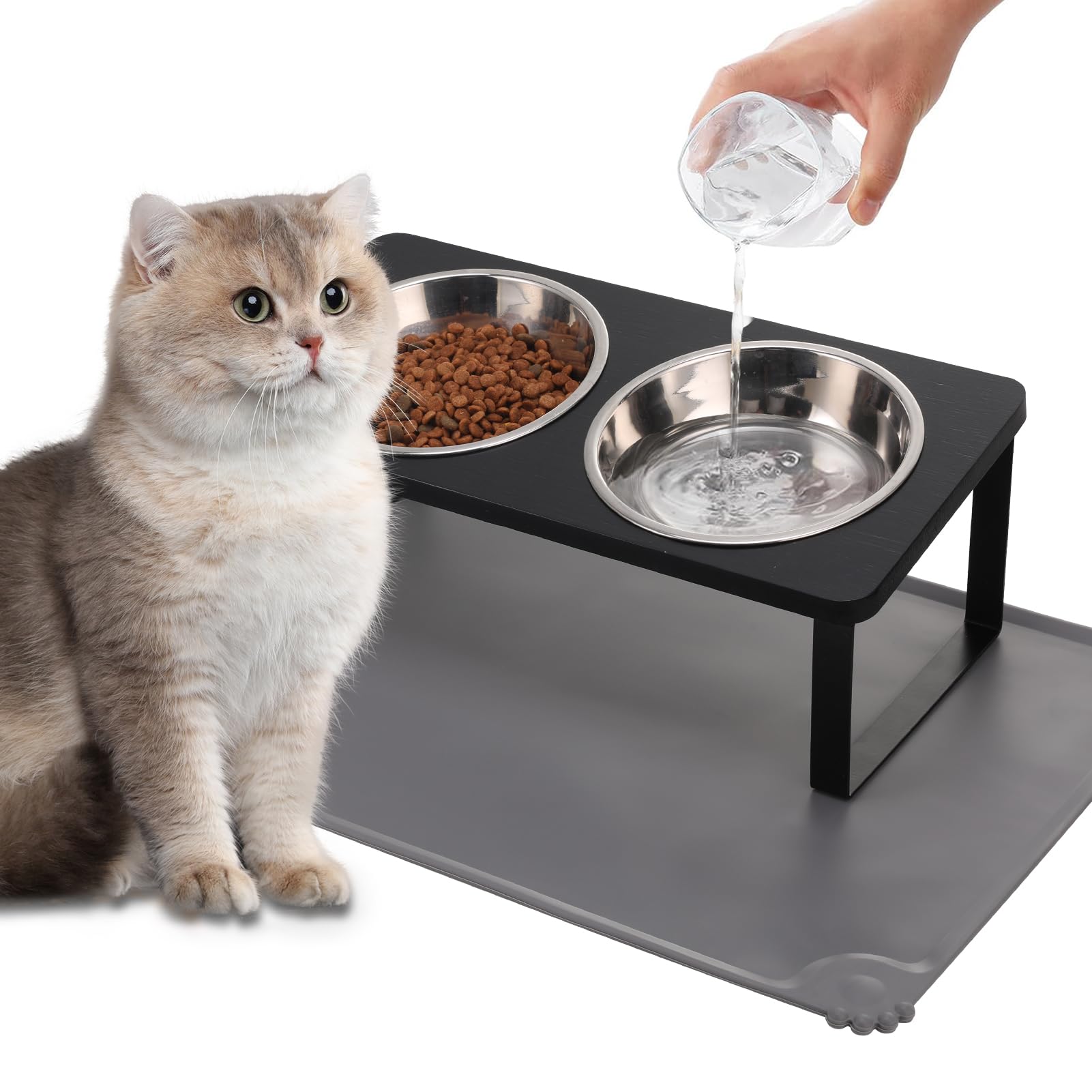 Summark tazones elevados 15° para gatos, favorece una experiencia de comida más cómoda.