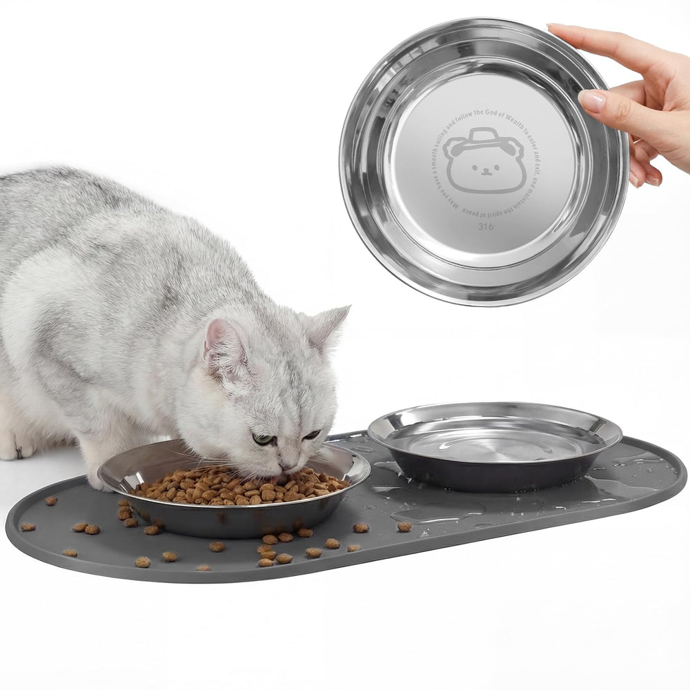 Tazones Summark para gatos de acero inoxidable 316, conjunto de 3 para alimentación.