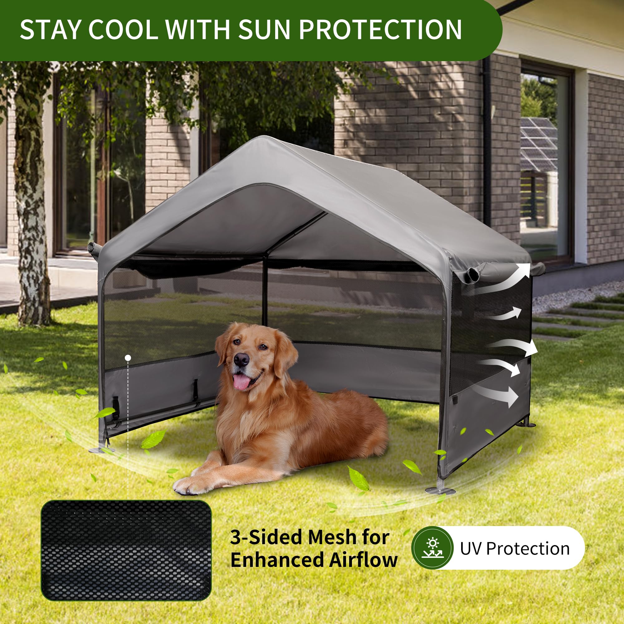 SUMMERTRAIL-toldo-sombra-perro-exterior ofrece sombra fresca al aire libre.