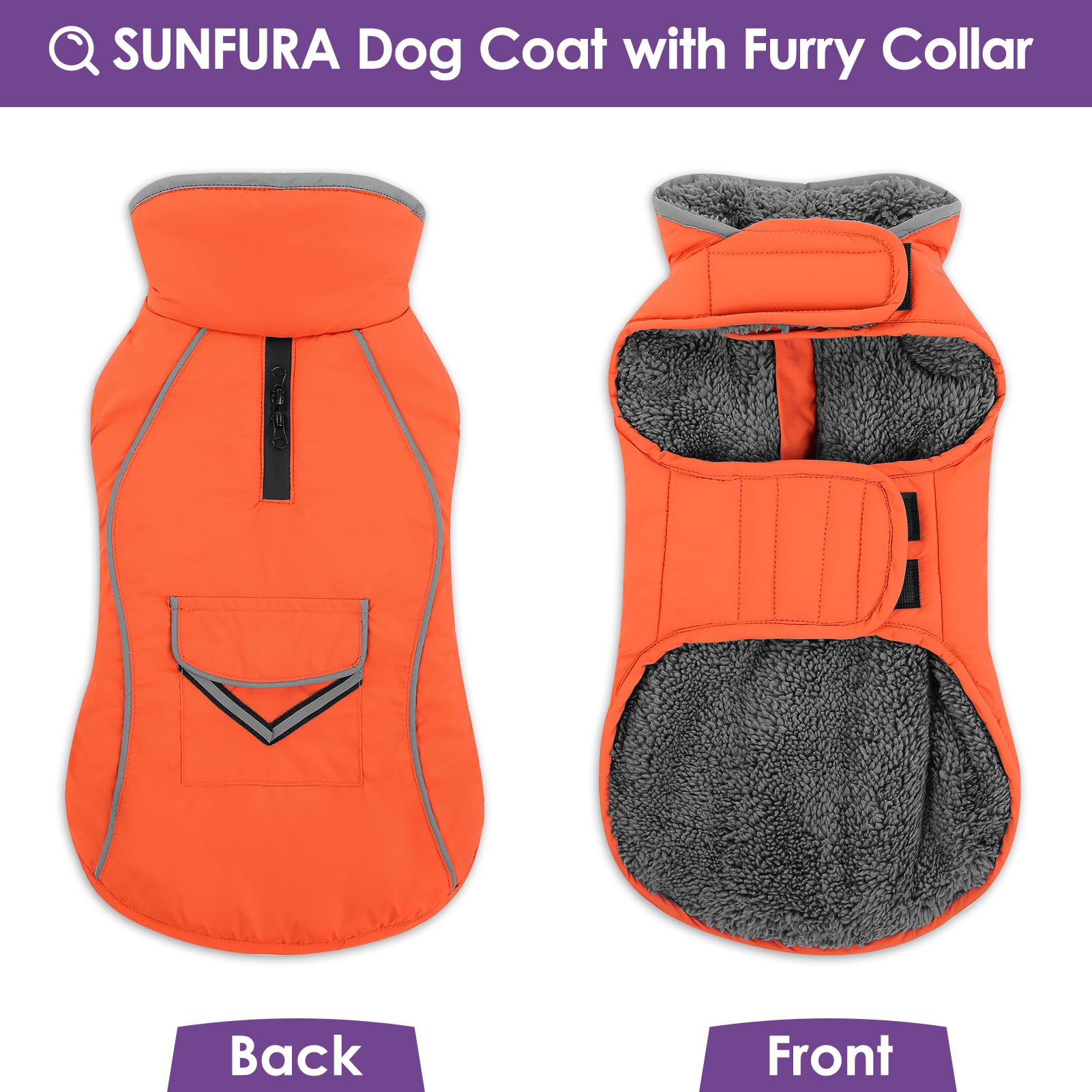 SUNFURA capa para perro vista trasera con tiras reflectantes para mayor visibilidad