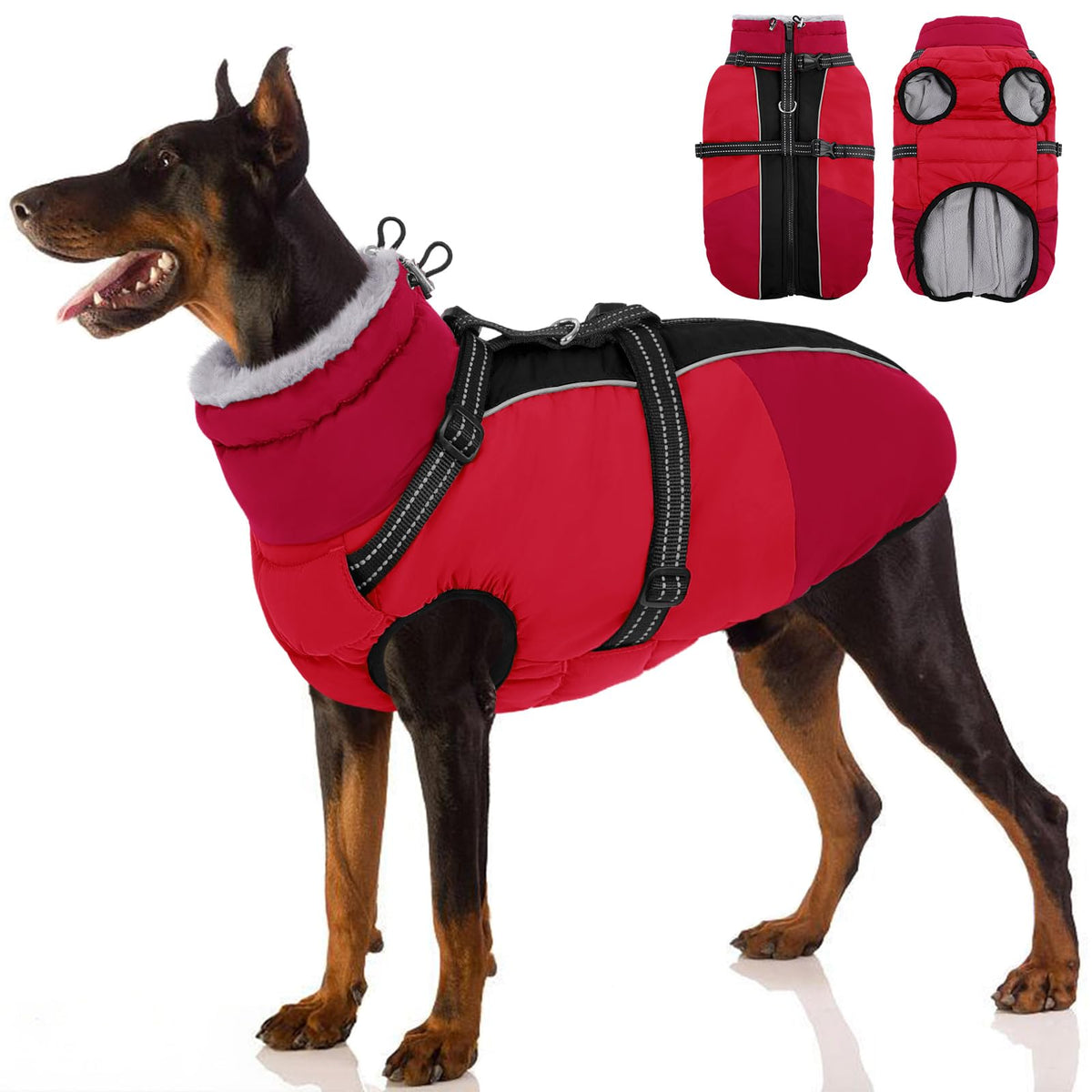 SUNFURA capa para perro grande con arnés integrado para paseos seguros y cómodos.