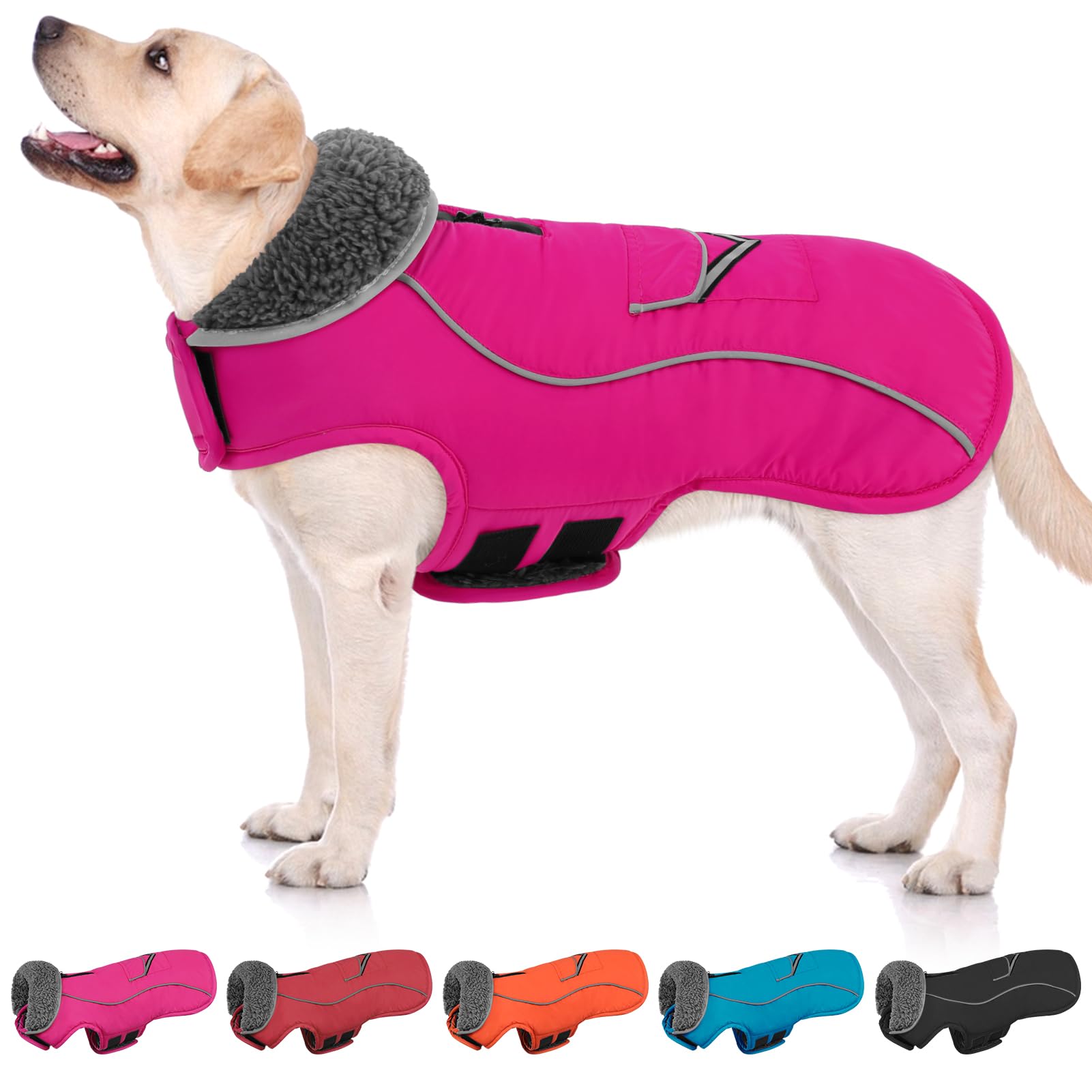Capa SUNFURA para perro pequeño, vista frontal rosada, ideal para paseos fríos.
