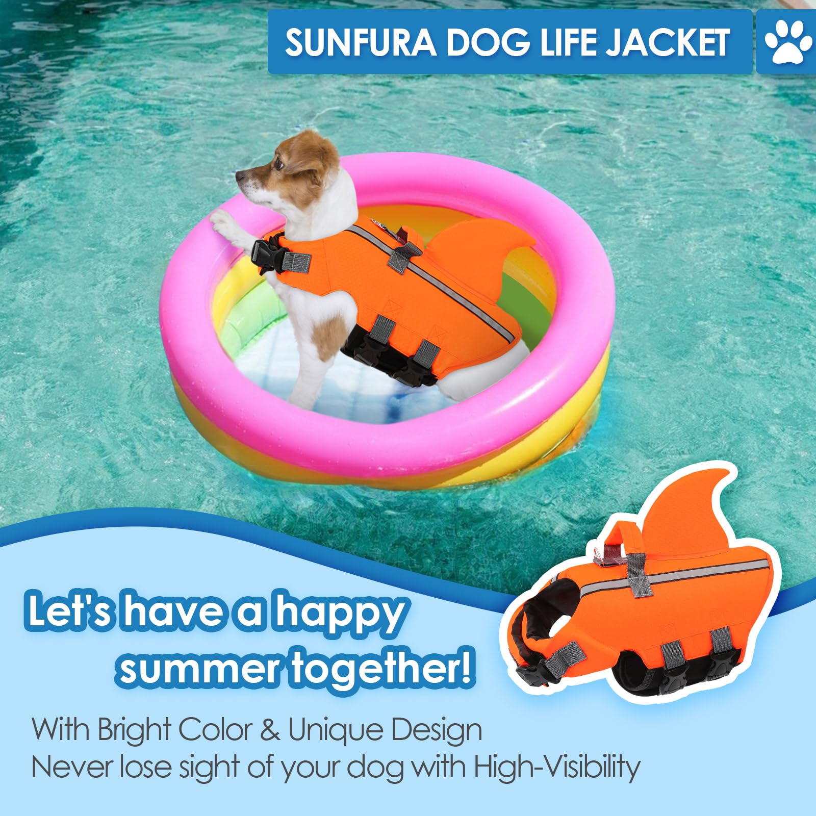 Sunfura chaleco ofrece flotación superior en vientre y espalda para mayor seguridad.