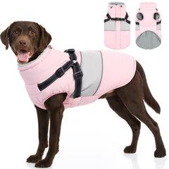 SUNFURA chaqueta para perro grande con arnés incorporado visto frontal, paseo más seguro