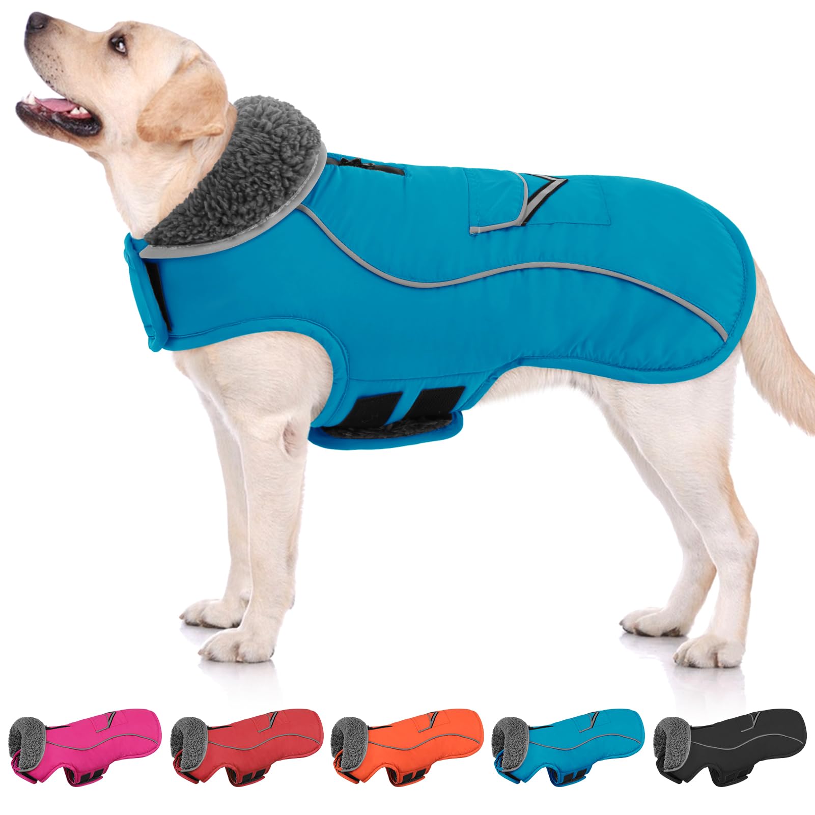 SUNFURA chaqueta para perro mediano, abrigo invernal con forro felpa para paseos cálidos