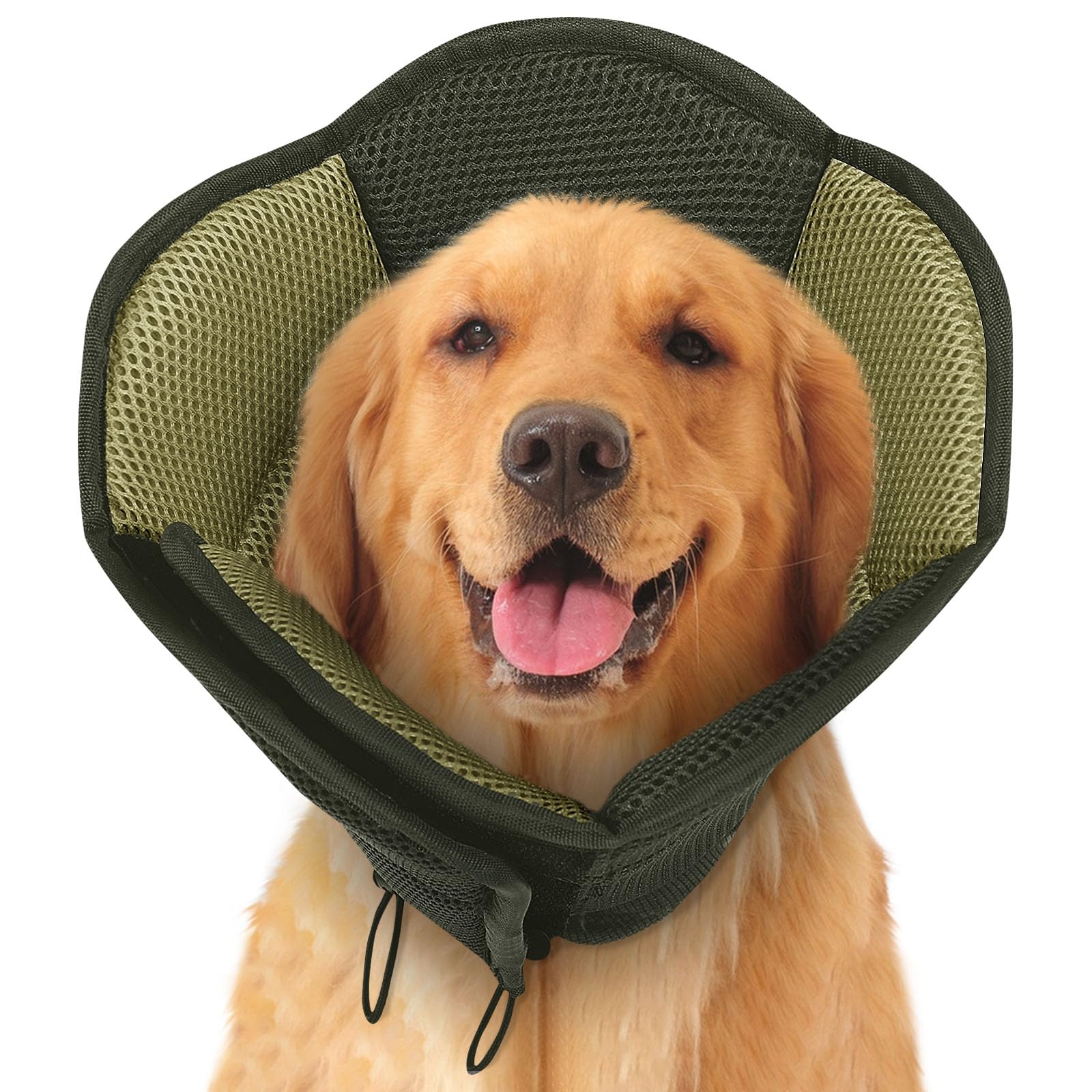 SUNFURA collar cono para perro XL en verde ejército, evita lamer heridas.