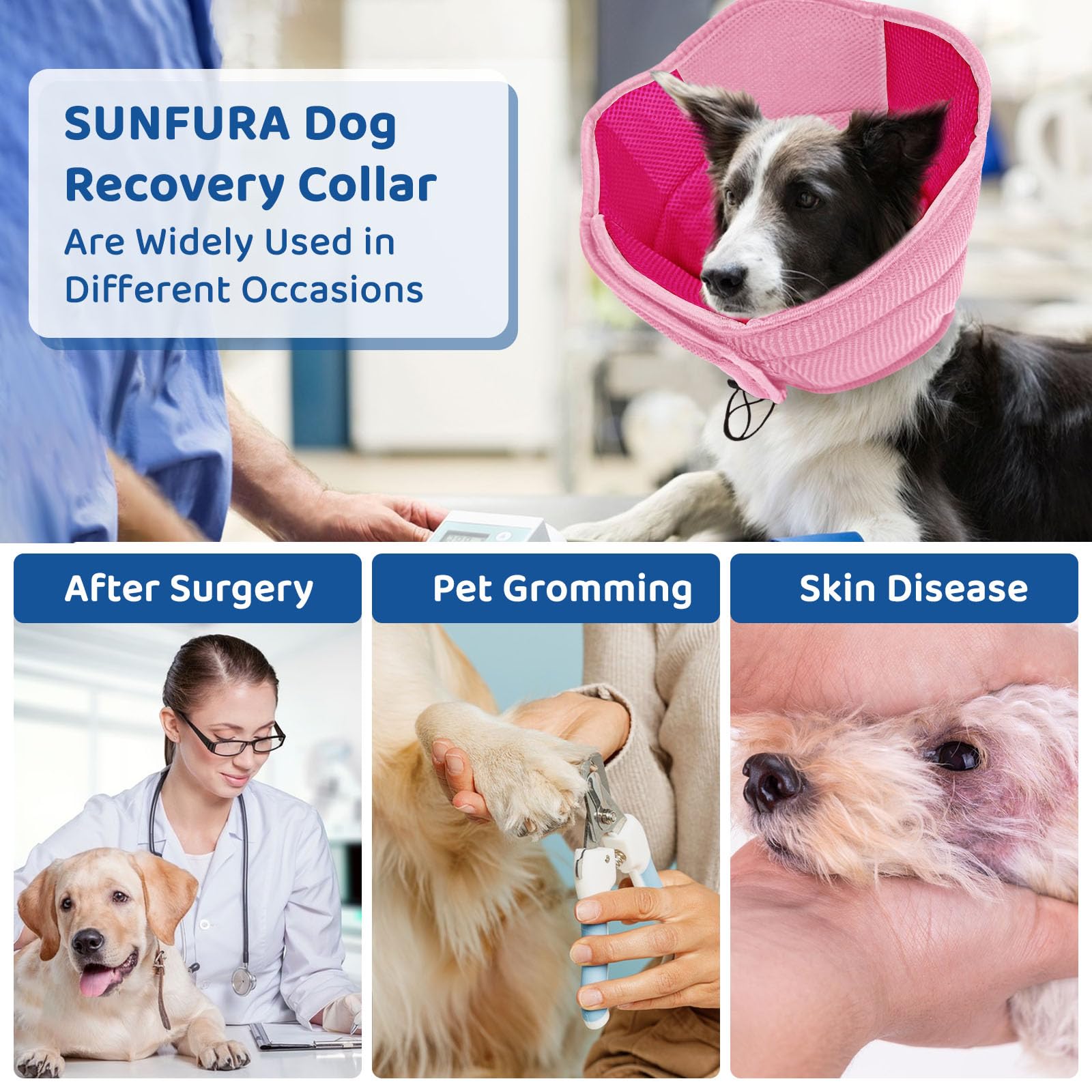SUNFURA cono adaptable para todas las razas caninas, cómodo y seguro