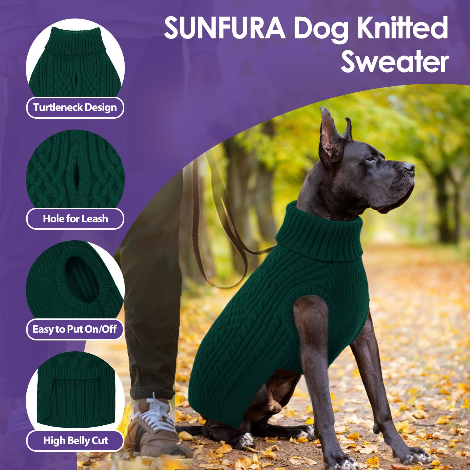 SUNFURA sudadera para perro cuello alto: abrigo cómodo que facilita vestir
