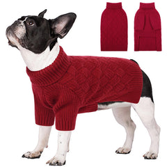 SUNFURA suéter para perro mediano con cuello alto y tejido suave para días fríos.