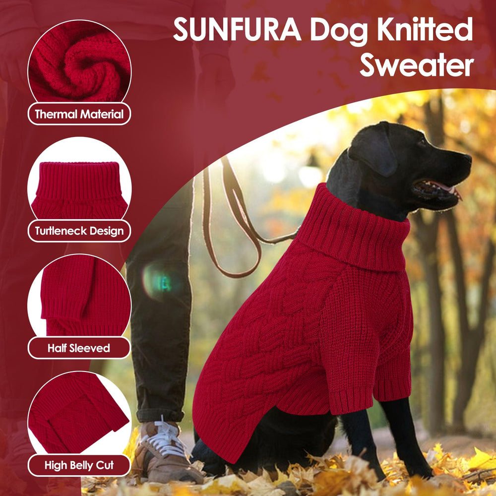 SUNFURA suéter navideño para perros rojos, perfecto para fiestas y fotos festivas.