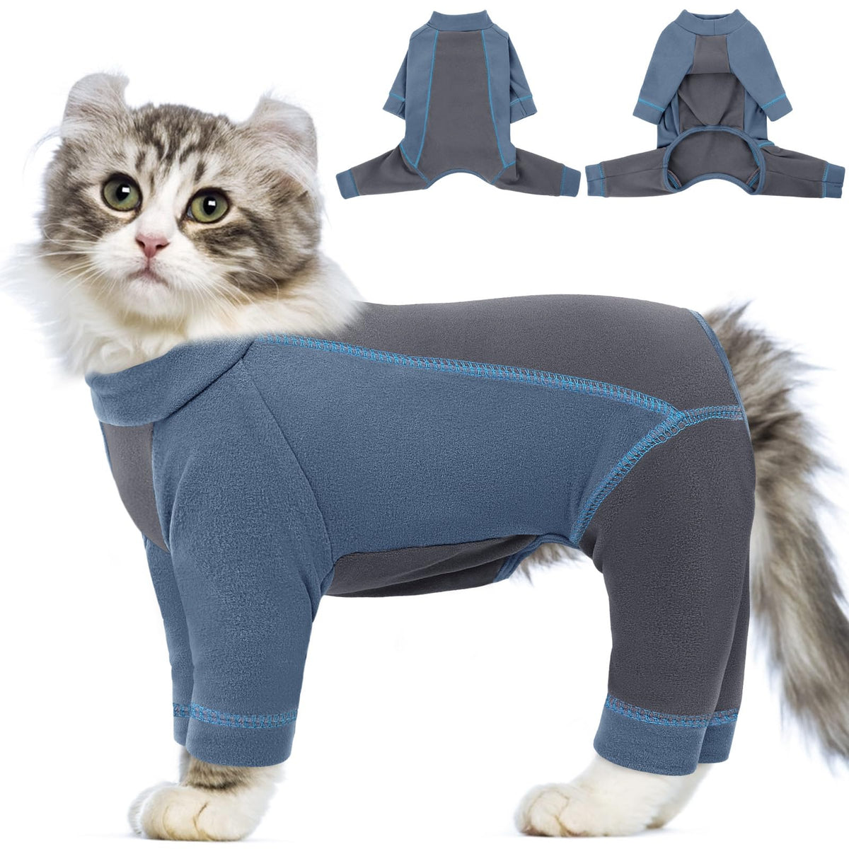 SUNFURA suéter para gato con pelo adherente, azul, ayuda a retener pelo suelto en casa.